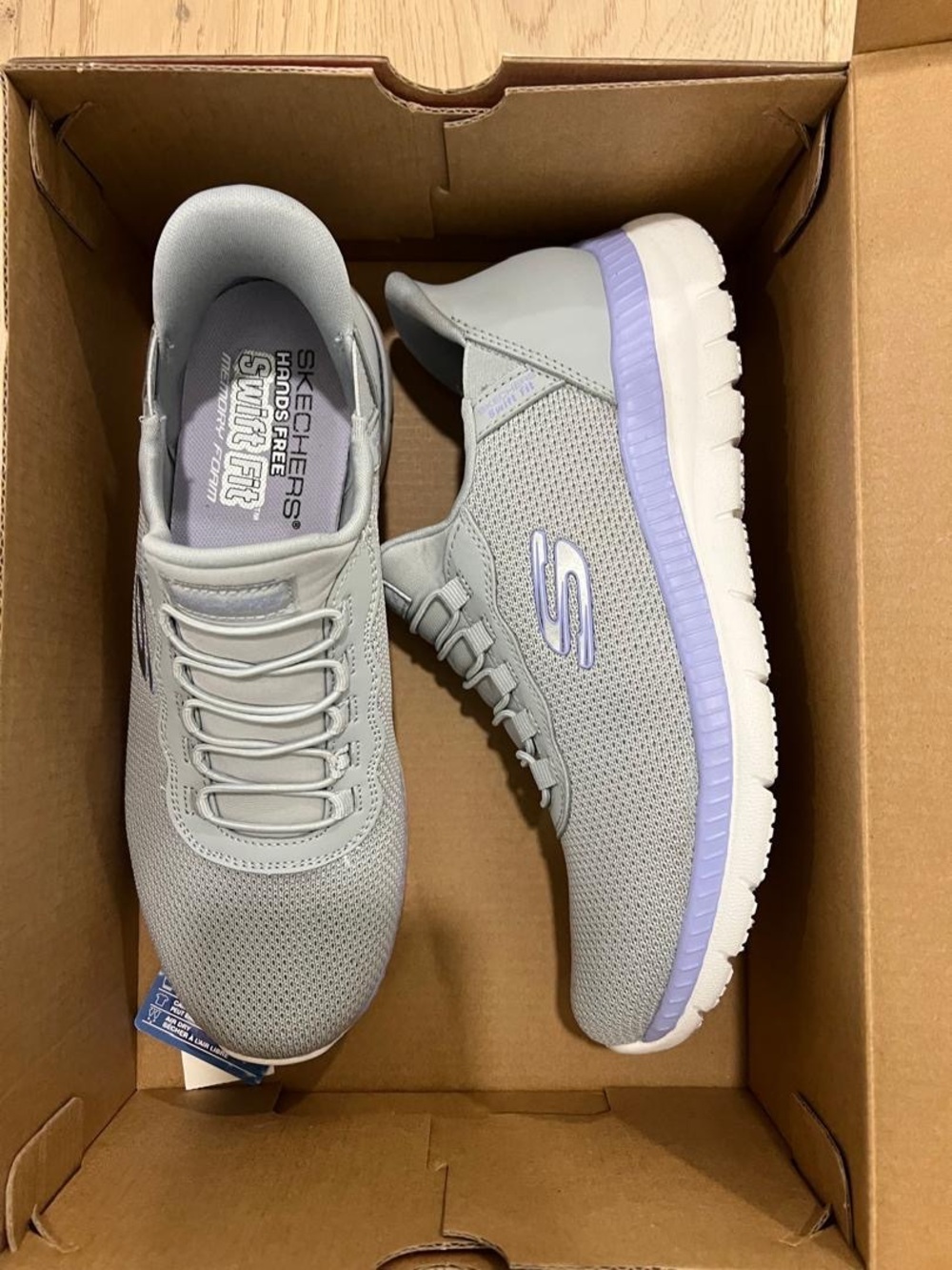 Skechers Women’s Light Gray & Lavender Athletic Slip-On Sneakers